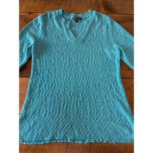 Tommy Bahama Womens Blue Teal 3/4‎ Sleeve Pullover Beach Coverup Sweater Size XL